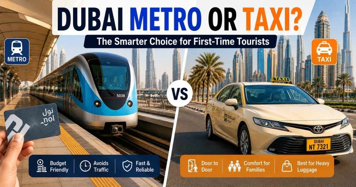 Dubai Metro or Taxi comparison for first-time tourists visiting Dubai
