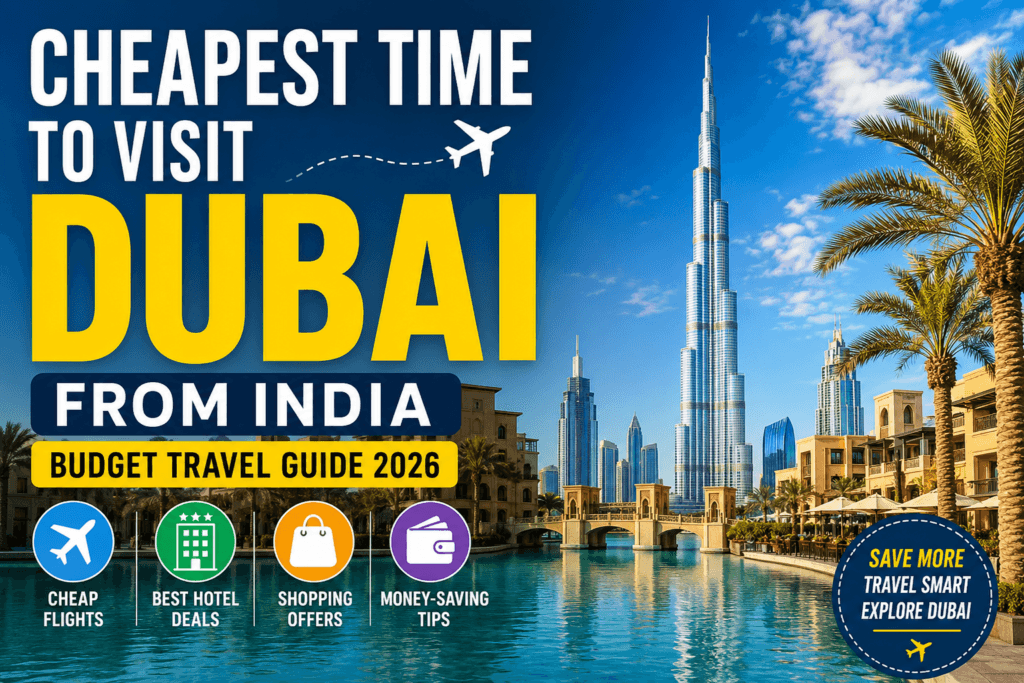 Cheapest Time to Visit Dubai from India with budget travel tips and cheap hotel deals