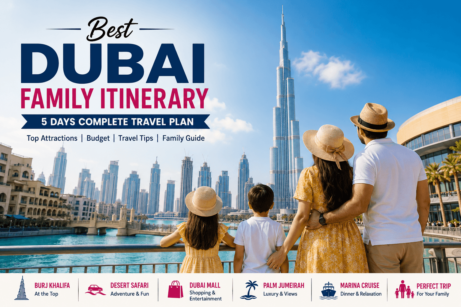 Dubai Family Itinerary with Burj Khalifa, Desert Safari, Dubai Mall and Palm Jumeirah
