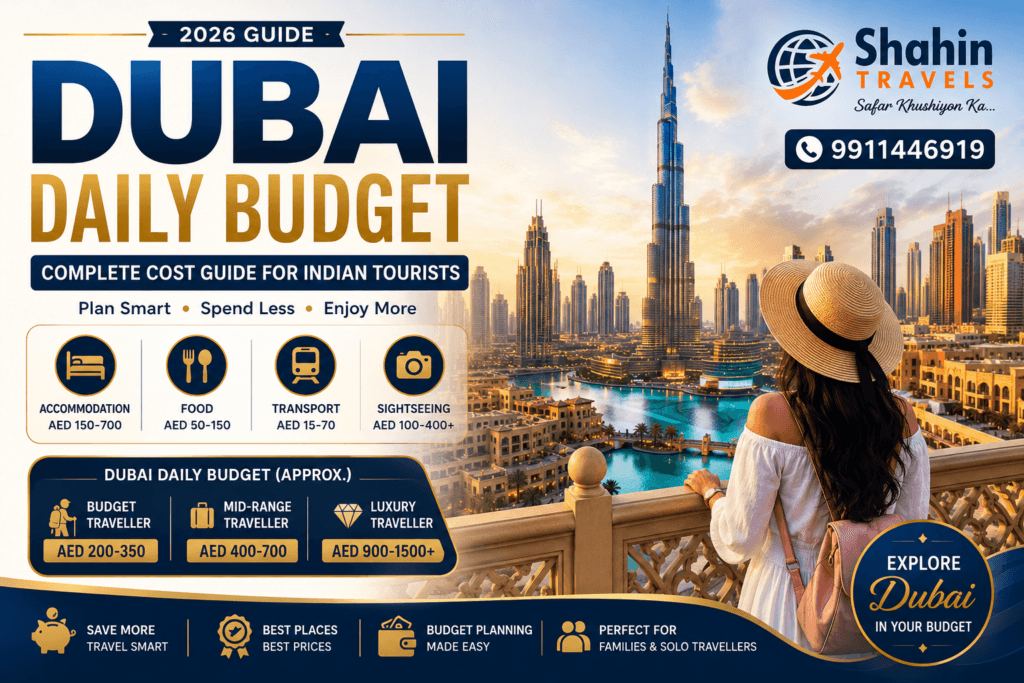 Dubai Daily Budget for Indian Tourists with hotel, food, transport and sightseeing costs