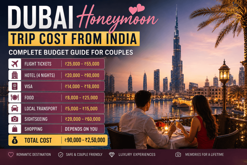 Dubai Honeymoon Cost from India for Couples