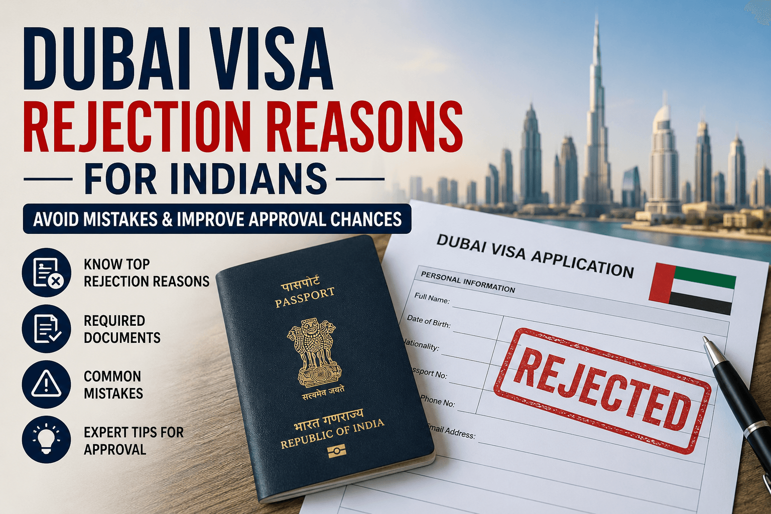 Dubai Visa Rejection Reasons for Indians with expert visa approval tips